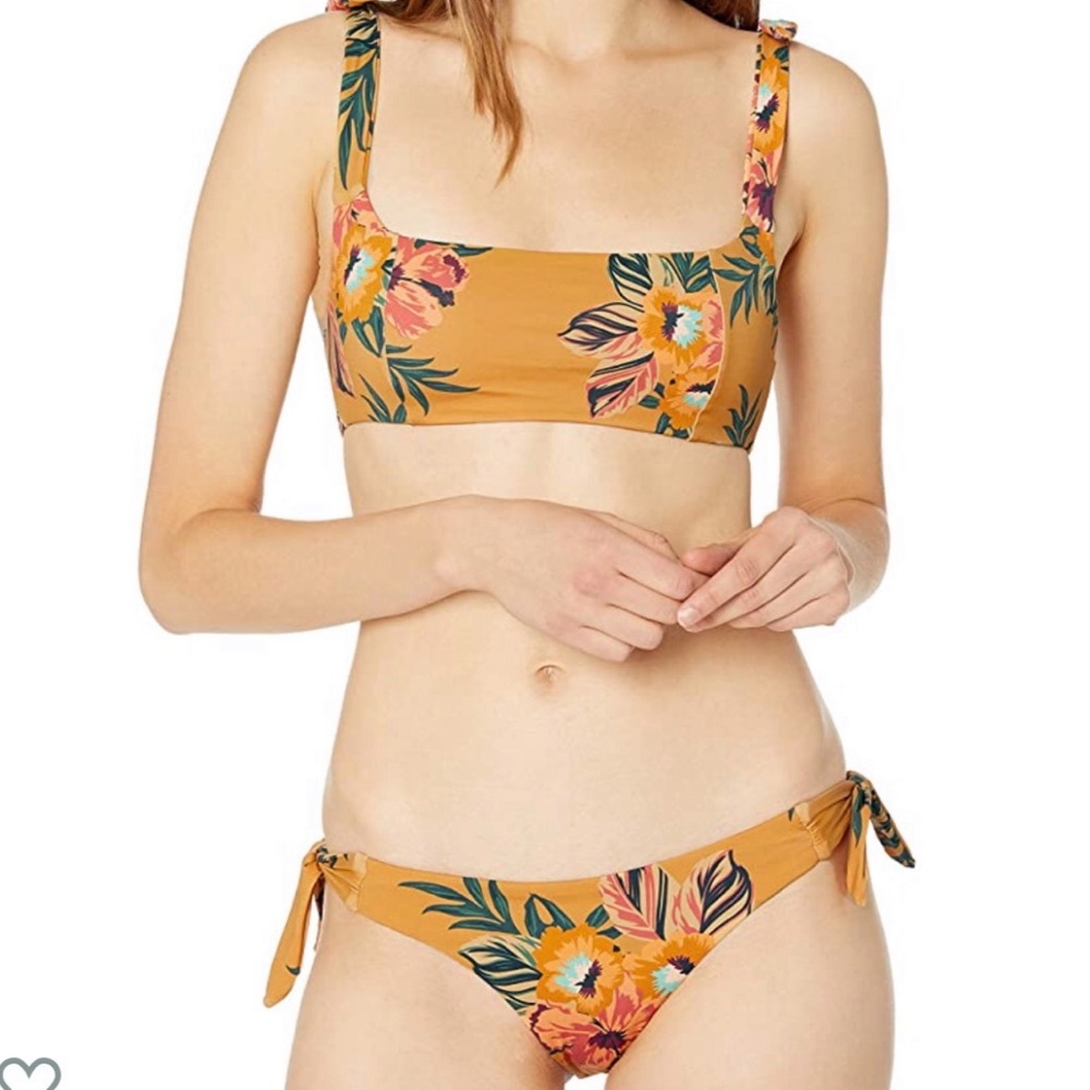 Floral Rip Curl Bikini Set in Mustard